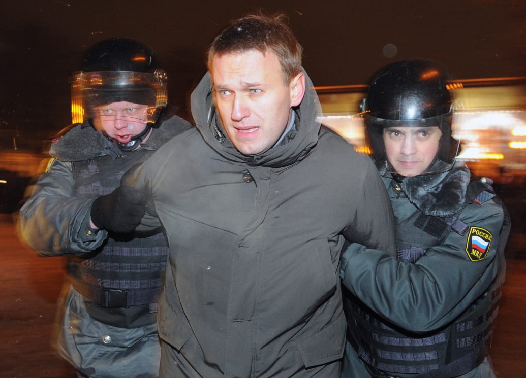 Alexei Navalny arrested at a demonstration in Moscow in 2012.