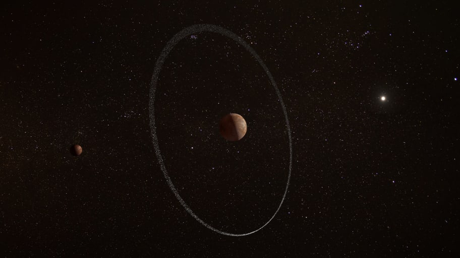 Artist’s impression of Quaoar with a ring system.