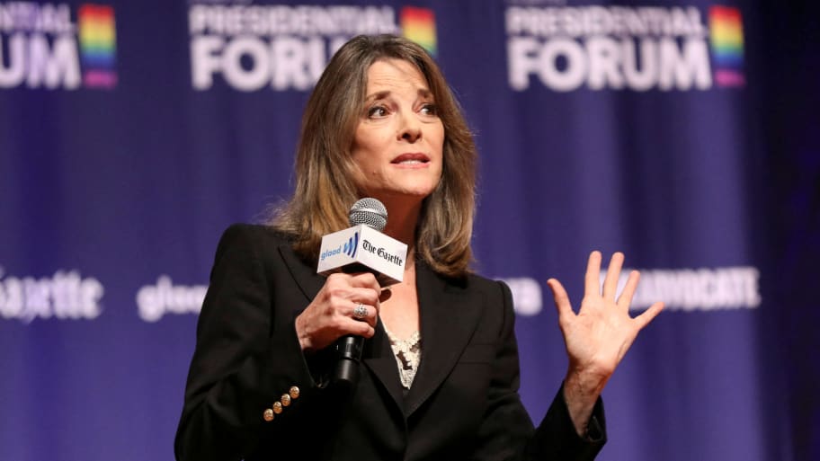 A picture of Democratic presidential candidate Marianne Williamson, who has had six staffers recently leave or get fired from her 2024 campaign amid a series of departures.