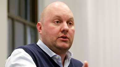 Marc Andreessen speaks during an interview in San Francisco, California on February 24, 2011.   (