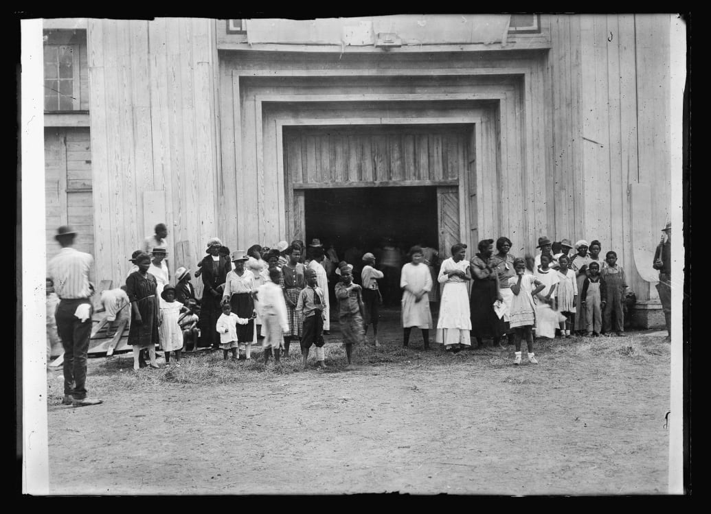 Entrance to refugee camp on the fair grounds, Tulsa, Okla., after the Tulsa Race Massacre of June 1st, 1921