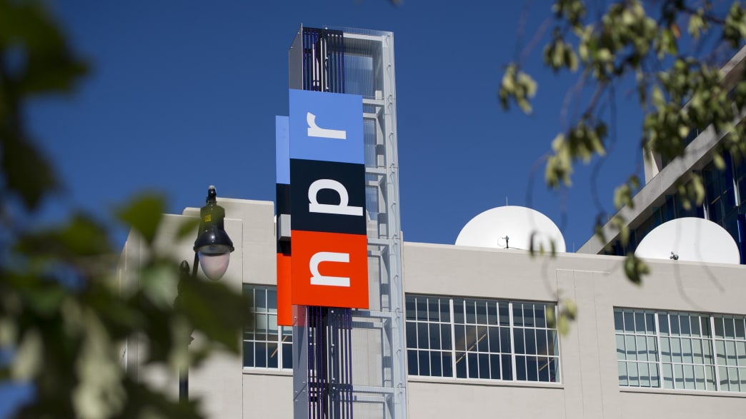 NPR logo outside its building.