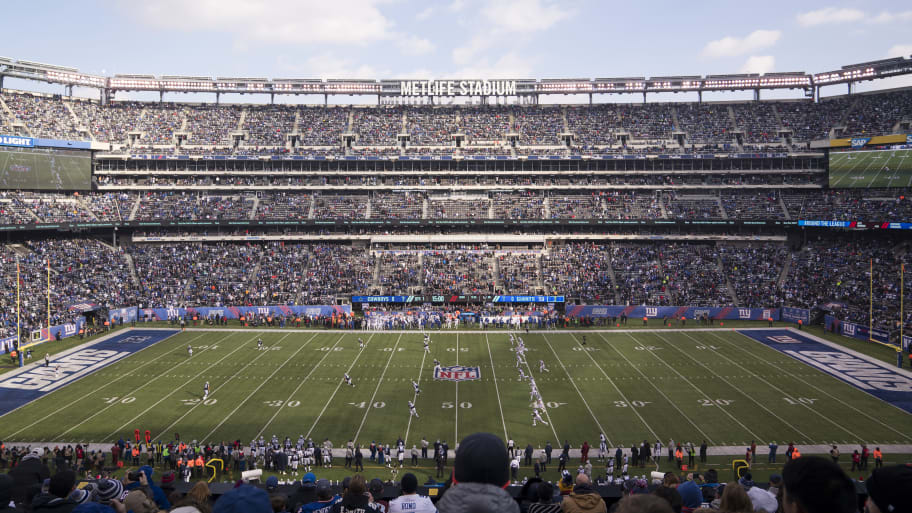 Aerial view of New York Giants in action vs Dallas Cowboys at MetLife Stadium.