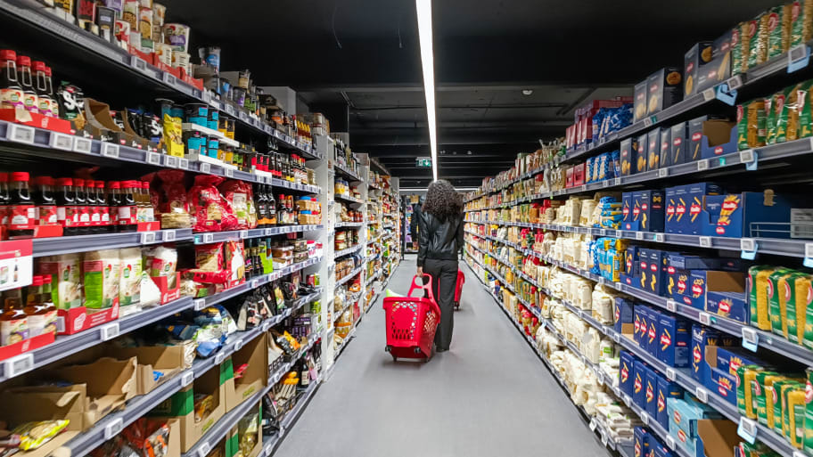 Illustration of the interior of a supermarket in Paris, France, on May 8, 2024.