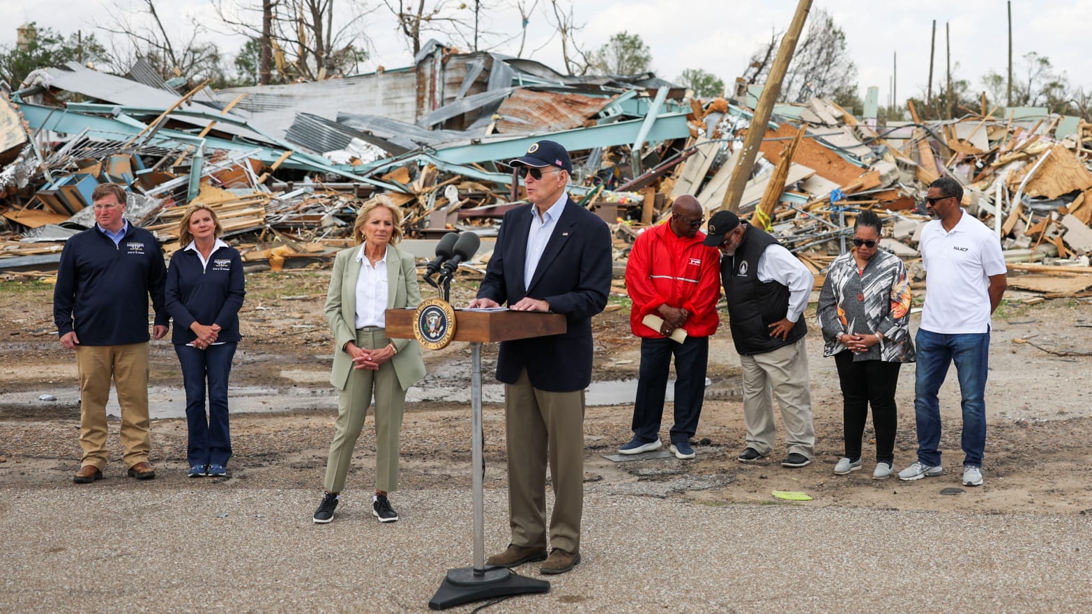 President Biden surveys storm damage in Mississippi