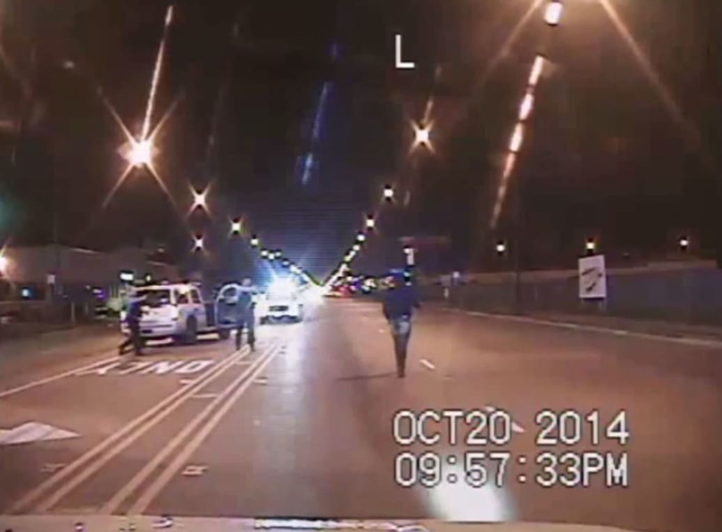 Film still from police video of the death of Laquan McDonald