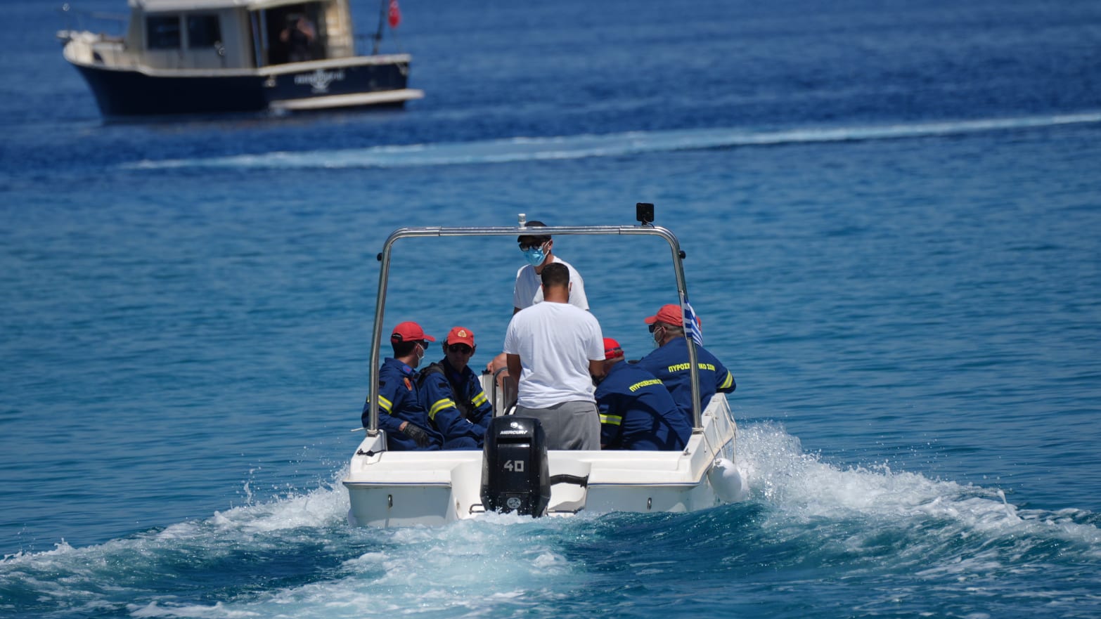 Emergency services leave Agia Marina in Symi, Greece, where the body of TV doctor and columnist Michael Mosley