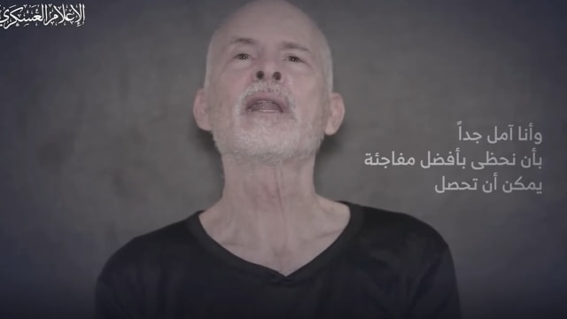 American-Israeli hostage Keith Siegel, 64, speaking in Hebrew in a Hamas propaganda video