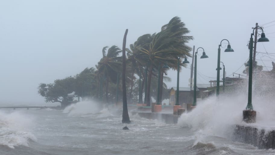 Waves crash against the seawall in Fajardo as Hurricane Irma slammed across islands in the northern Caribbean...