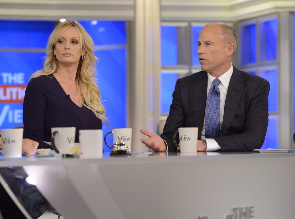 Photograph of Stormy Daniels and Michael Avenatti on the set of TV show The View.
