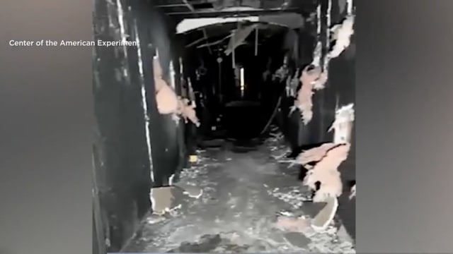 Aftermath of a suspected arson attack in a Minnesota building where three conservative organizations have offices. 