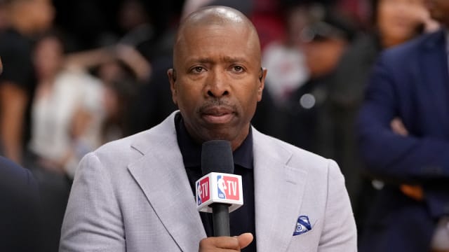Kenny Smith reports on Game Three of the 2023 NBA Finals between the Denver Nuggets and the Miami Heat on June 7, 2023 at Kaseya Center in Miami, Florida.