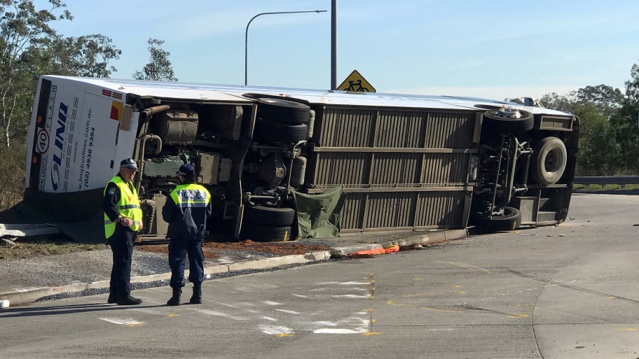 The scene of a bus crash in the NSW Hunter Valley, Australia, June 12, 2023.