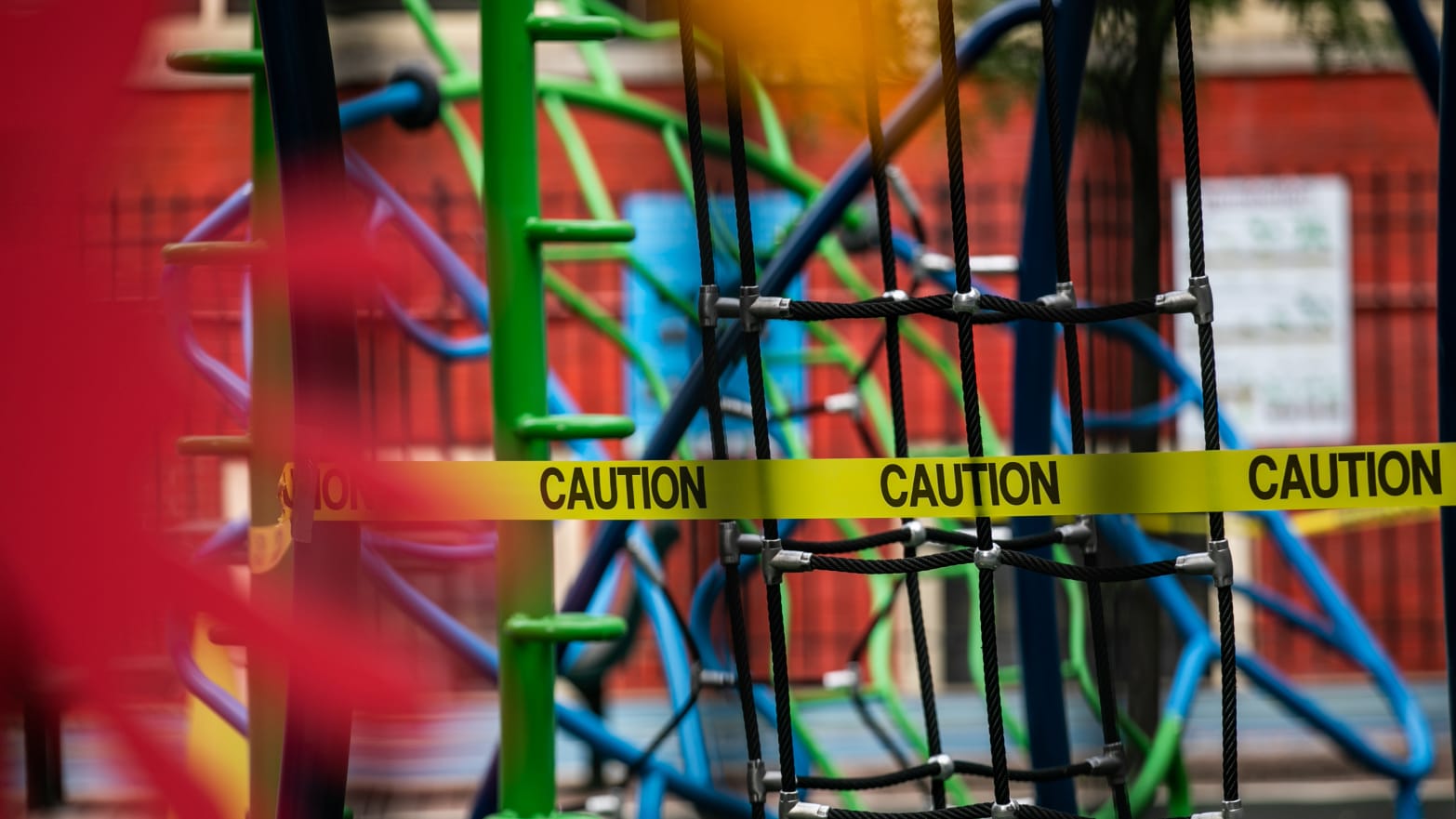 A caution tape is put up around the playground at Public School 33 following the outbreak of the coronavirus disease (COVID-19) in the Manhattan borough of New York City, New York, U.S.