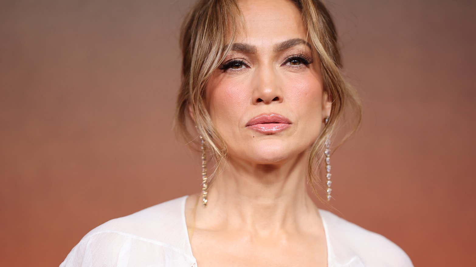 Jennifer Lopez poses during a fan event in promotion of her movie "Atlas" in Mexico City on May 21, 2024.