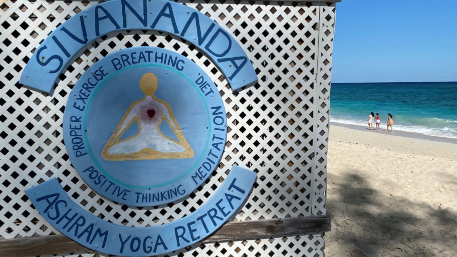 Sivananda Ashram Yoga Retreat sign