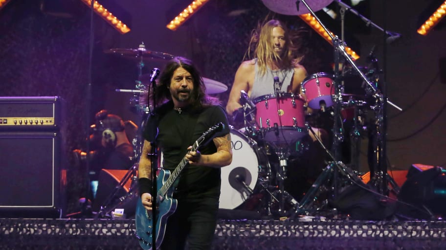 Dave Grohl and Taylor Hawkins of the Foo Fighters perform during day three of Lollapalooza Chile 2022.