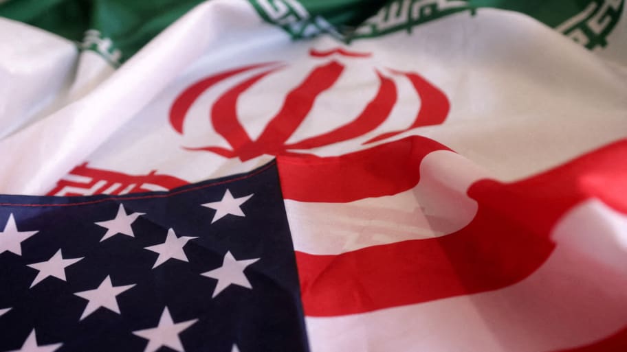 Iranian and American flags