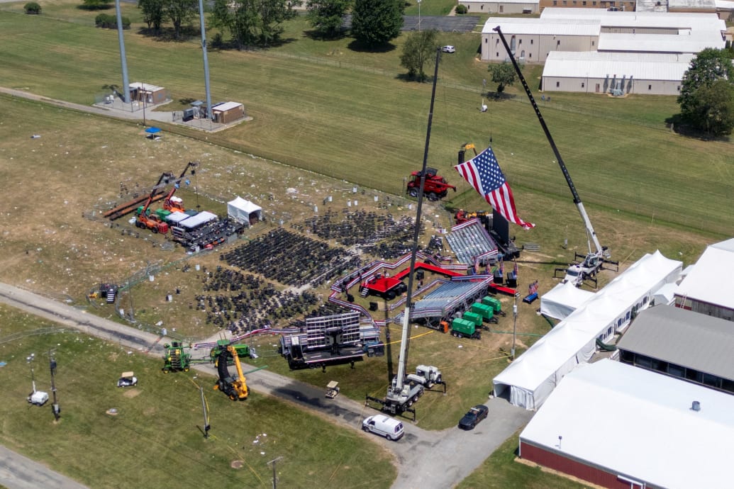 Aerial view of the Trump rally where the assassination attempt happened