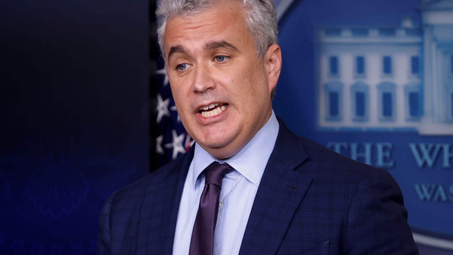 Jeff Zients speaks at a press briefing in the White House.