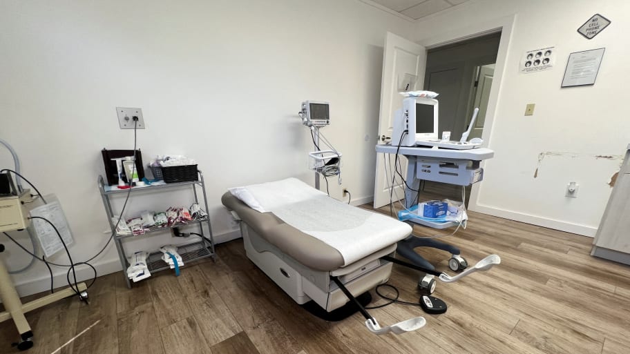 A medical bed in a procedure room