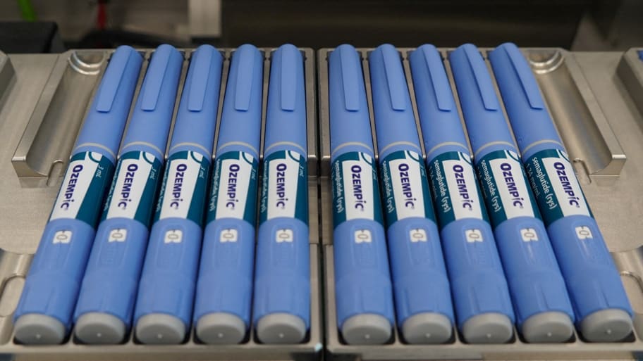 Pens for the diabetes drug Ozempic sit on a production line to be packaged at Danish drugmaker Novo Nordisk’s site in Hillerod, Denmark, Sept. 26, 2023. 