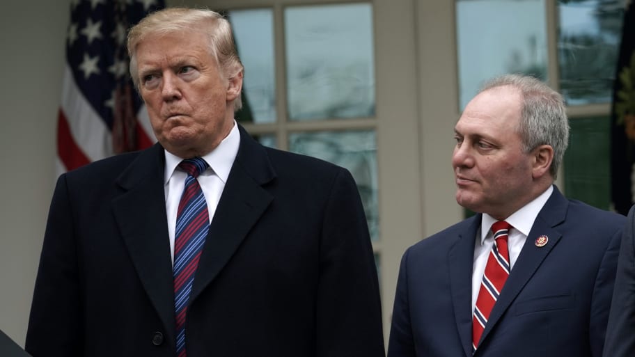 U.S. President Donald Trump is joined by Rep. Steve Scalise (R-LA).