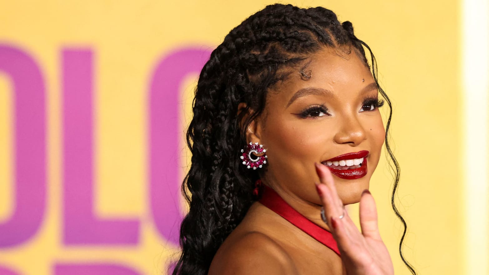 Cast member Halle Bailey attends a premiere for the film \"The Color Purple\" in Los Angeles, California