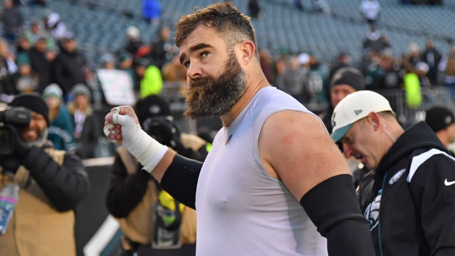 Philadelphia Eagles center Jason Kelce (62) runs off the field against the Tennessee Titans at Lincoln Financial Field.