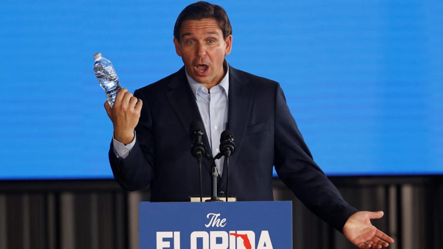 Florida governor and likely 2024 Republican presidential candidate Ron DeSantis speaks as part of his Florida Blueprint tour in Pinellas Park, Florida, March 8, 2023. 