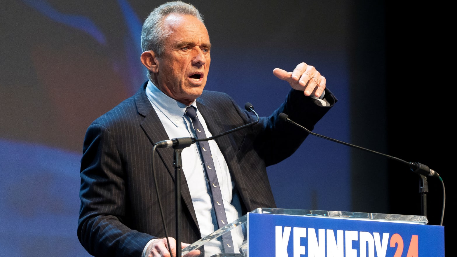 Robert F. Kennedy Jr. speaks at a podium