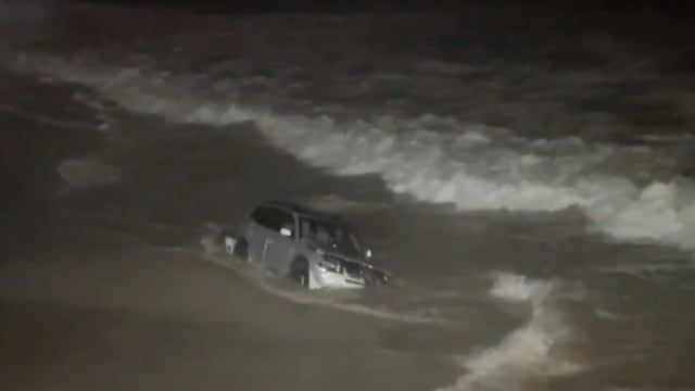 An SUV crashed into the Pacific Ocean off Venice Beach, California, after a high-speed police chase in Los Angeles. 