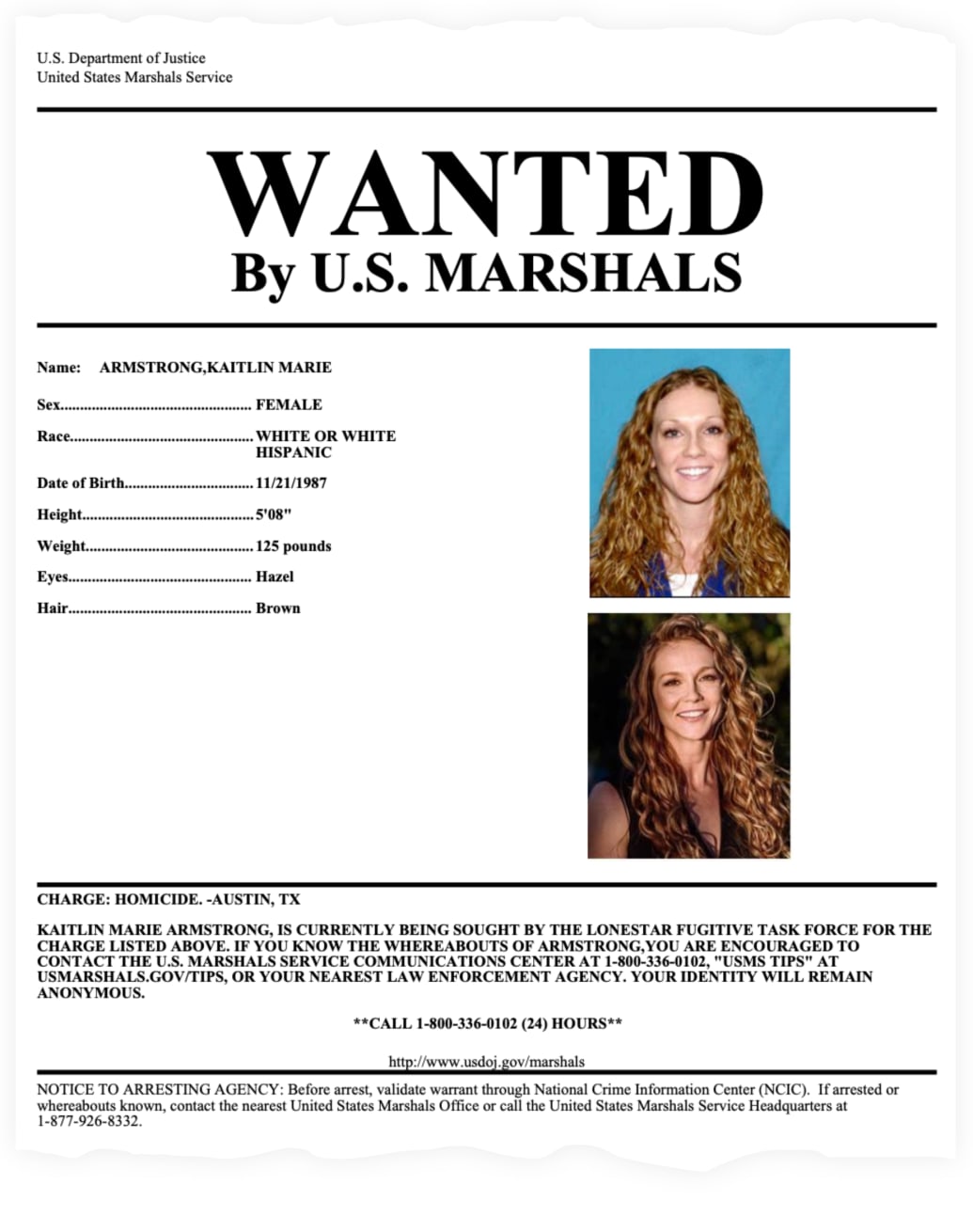 Kaitlin Armstrong wanted poster