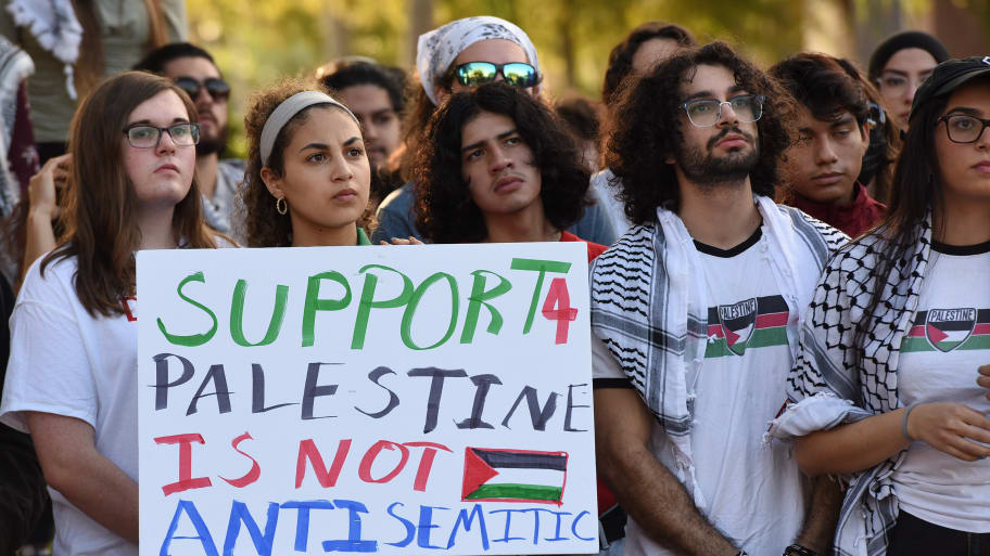 Students at the University of Central Florida hold a rally and march in support of Palestinians in Orlando