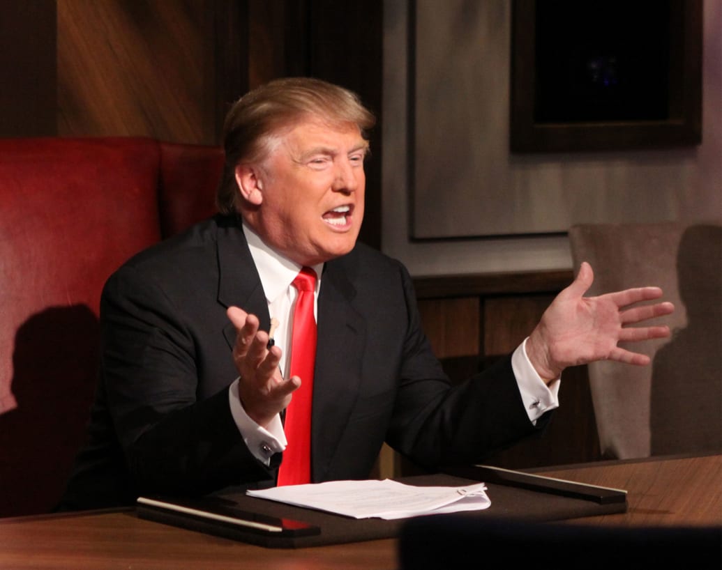 Donald Trump gestures on 'Celebrity Apprentice'