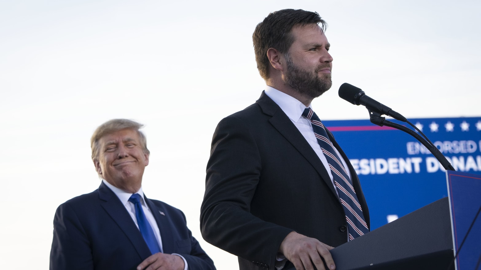 Trump looking very pleased with J.D Vance's words during his endorsement | Why Trump Picked J.D Vance as His Running Mate | US Election - Mania Africa