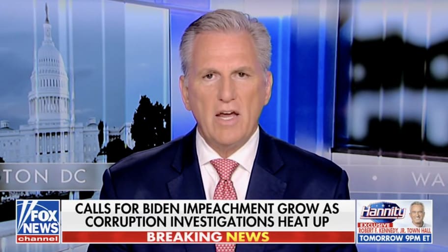House Speaker Kevin McCarthy discusses a possible impeachment inquiry into President Joe Biden on Fox News.
