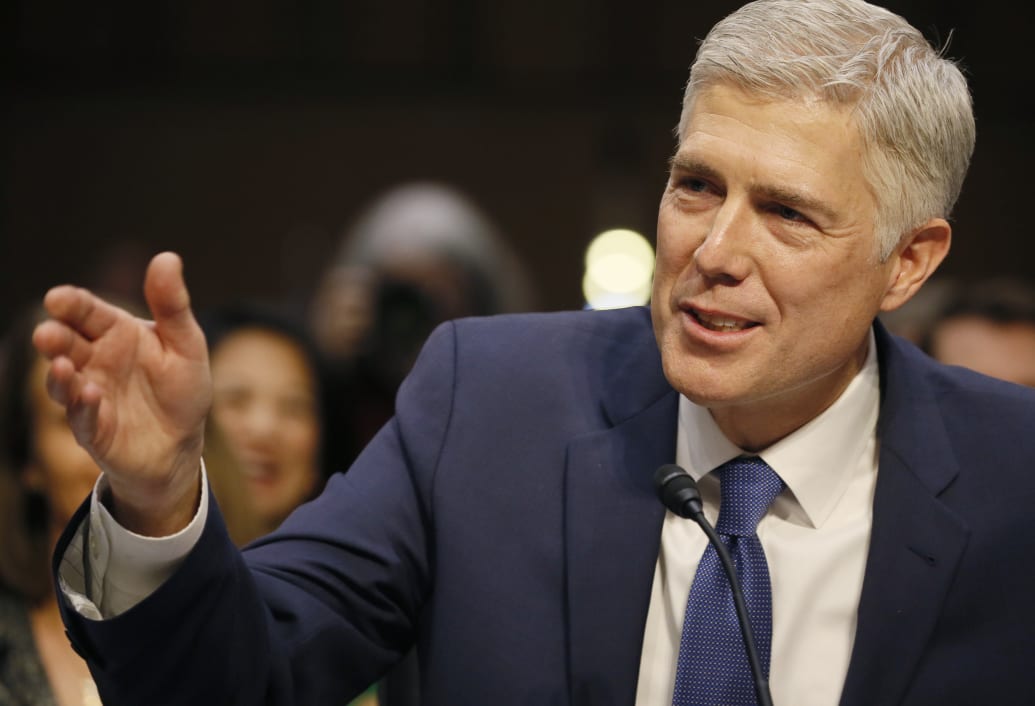 U.S. Supreme Court nominee judge Neil Gorsuch testifies at his Senate Judiciary Committee confirmation hearing on Capitol Hill in Washington, U.S., March 20, 2017.