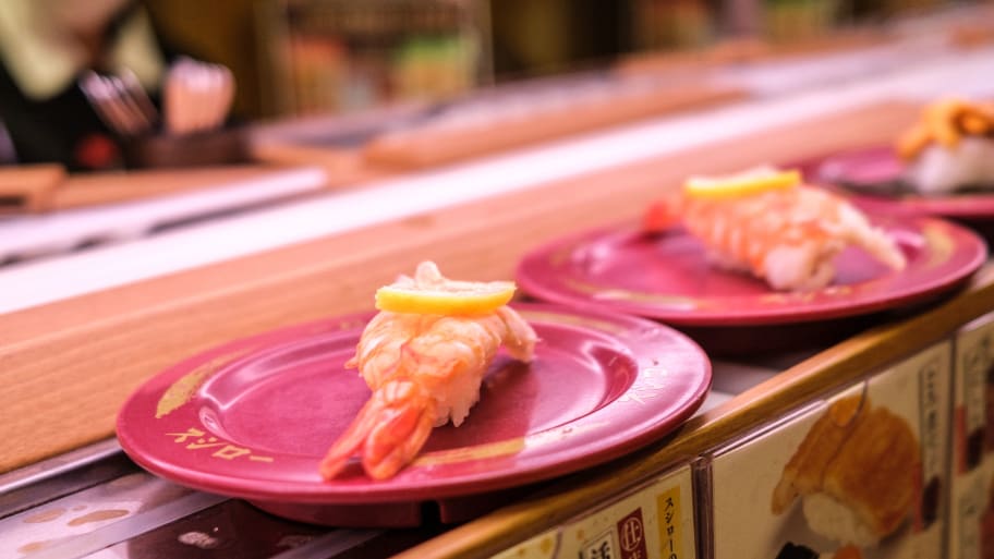Sushi on a conveyer belt