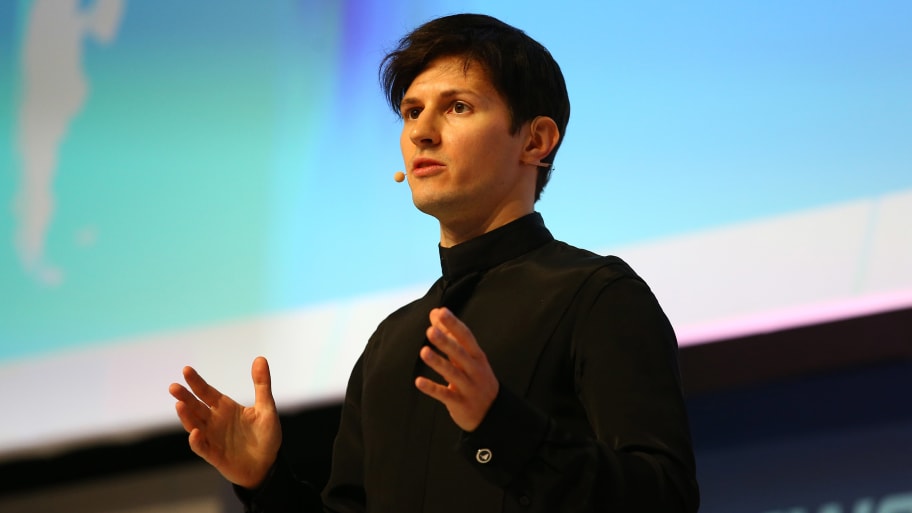 Telegram founder and CEO Pavel Durov delivers his keynote conference during day two of the Mobile World Congress at the Fira Gran Via complex in Barcelona, Spain on February 23, 2016.