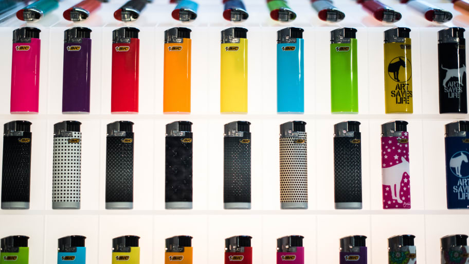 A picture taken shows Bic lighters.