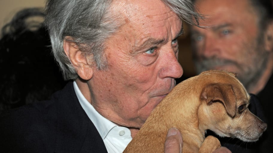 Alain Delon and one of his dogs