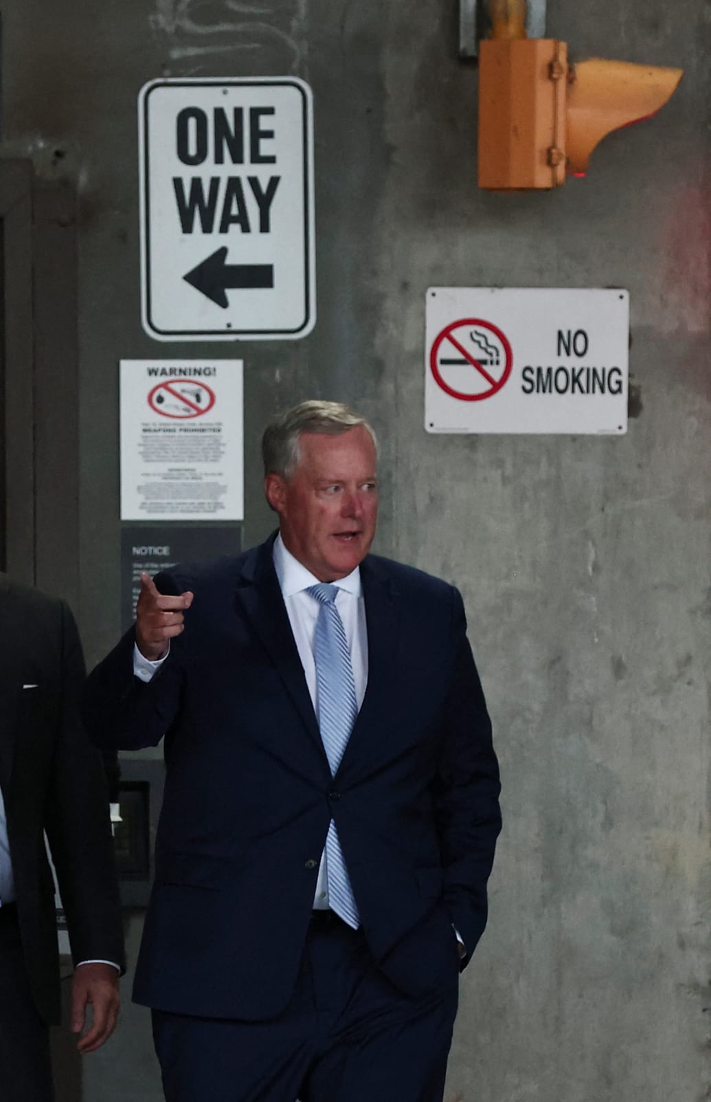 Former U.S. President Donald Trump's Chief of Staff Mark Meadows walks out of the United States District Court for the Northern District of Georgia