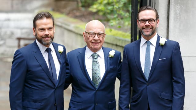 Rupert Murdoch with Lachlan and James Murdoch.