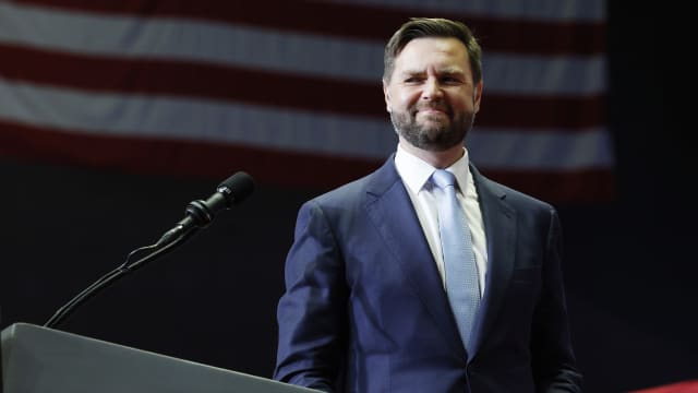 Republican vice presidential candidate, Sen. J.D. Vance (R-OH) speaks during a campaign rally at the Van Andel Arena on July 20, 2024 in Grand Rapids, Michigan.  