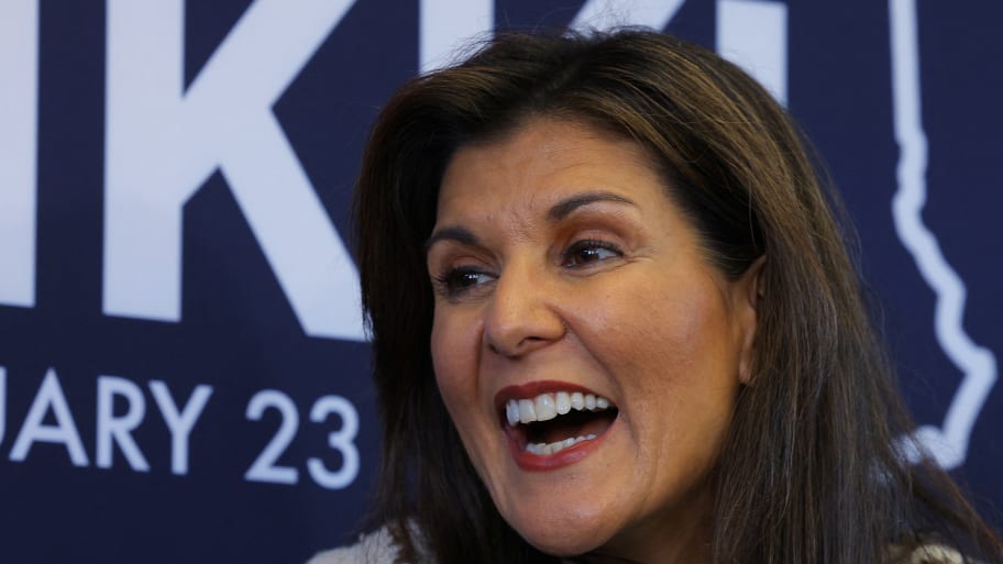 Republican presidential candidate Nikki Haley smiles at voters at a campaign rally in New Hampshire.