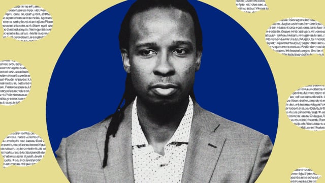 A photo illustration showing Ibram X. Kendi surrounded by chat bubbles.