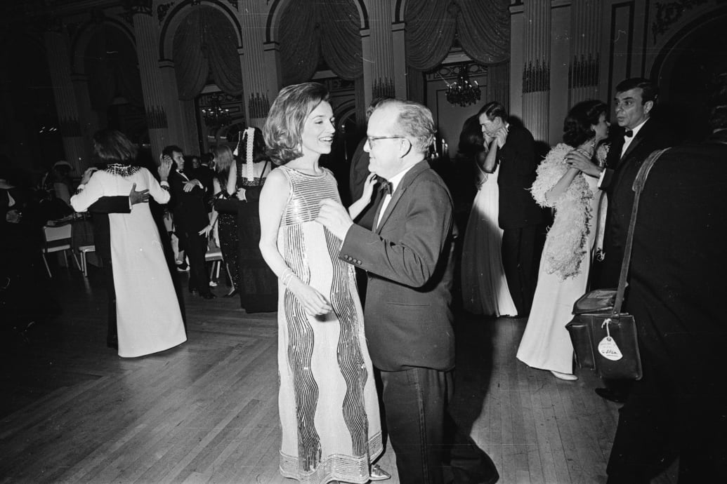 A photograph of Truman Capote dancing with Lee Radziwill at his Black-and-White Ball at the Plaza Hotel, New York in November 1966.
