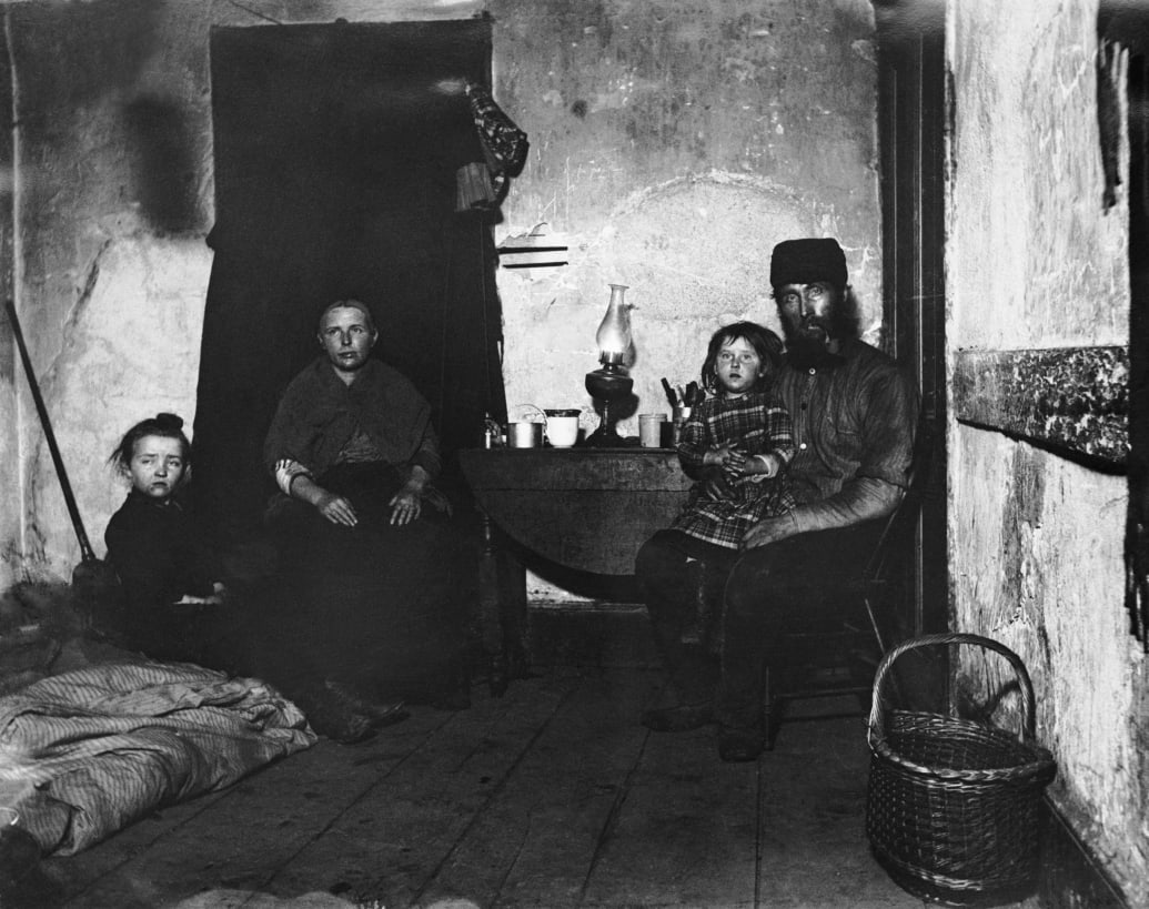 A photograph by Jacob Riis in Manhattan's Lower East Side in the 1880s.