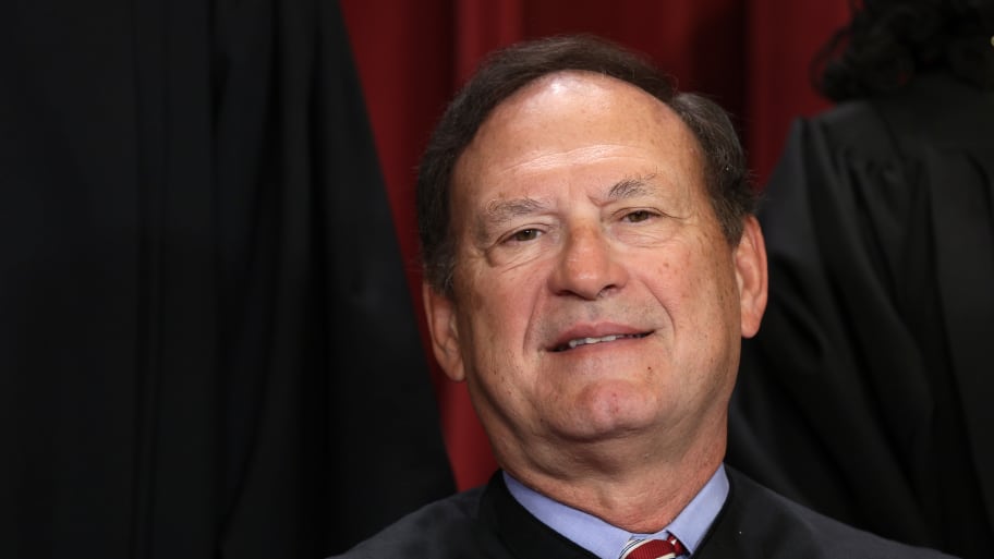 United States Supreme Court Associate Justice Samuel Alito poses for an official portrait at the East Conference Room of the Supreme Court building on October 7, 2022 in Washington, DC.
